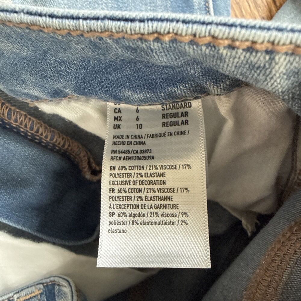American Eagle Outfitters Med Blue Distressed Super Stretch X Jeans Women 6 - Picture 5 of 7